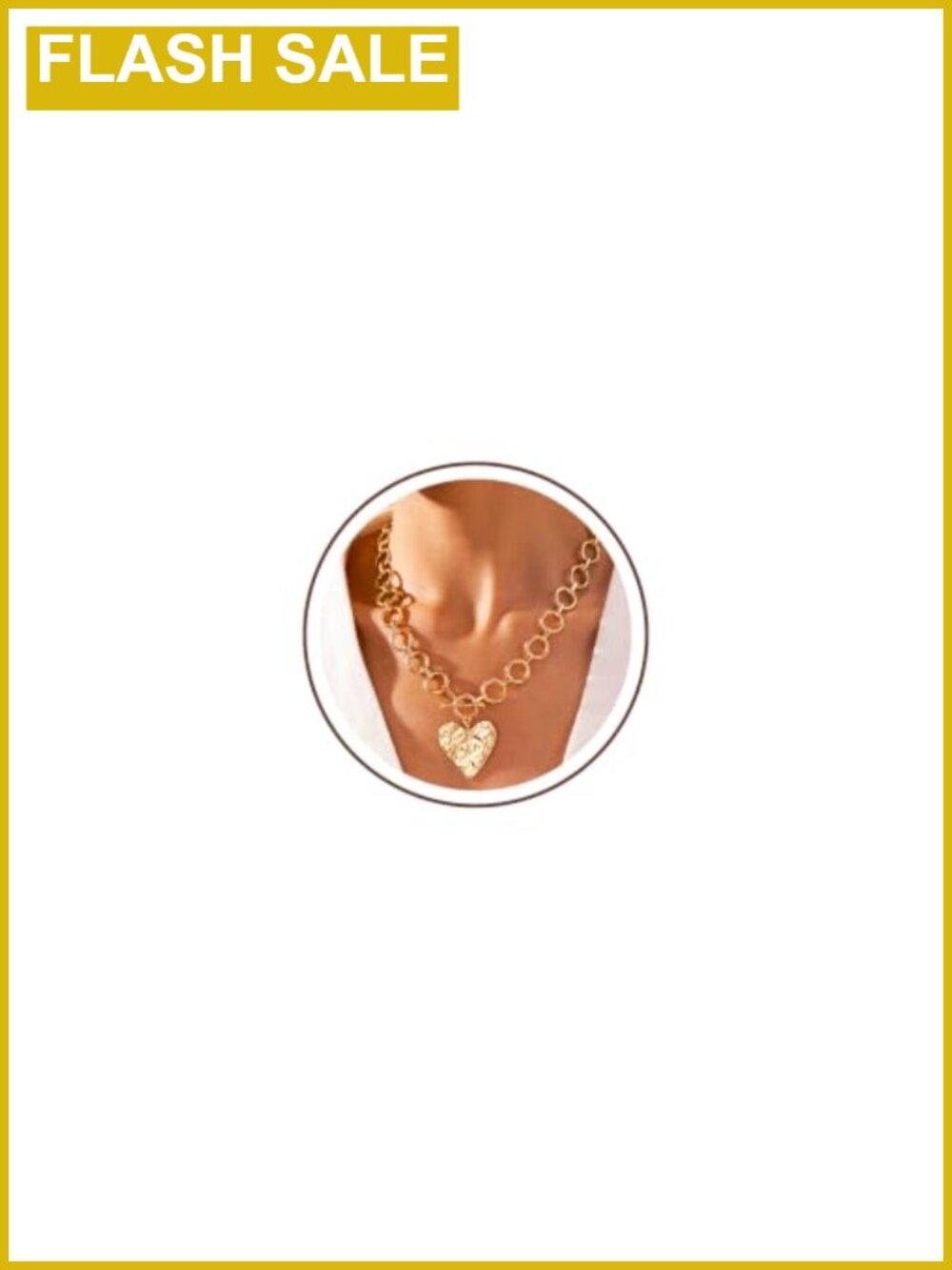 Chunky Heart Necklace 14K Plated Gold Chain T-Bar Toggle